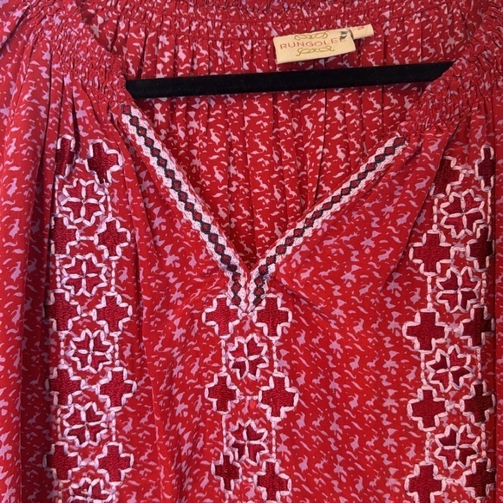 Rungolee 100% Silk Embroidered boho peasant blouse size Small - Picture 4 of 14